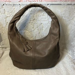 Roots Tan Brown Genuine Leather Hobo Bag Purse